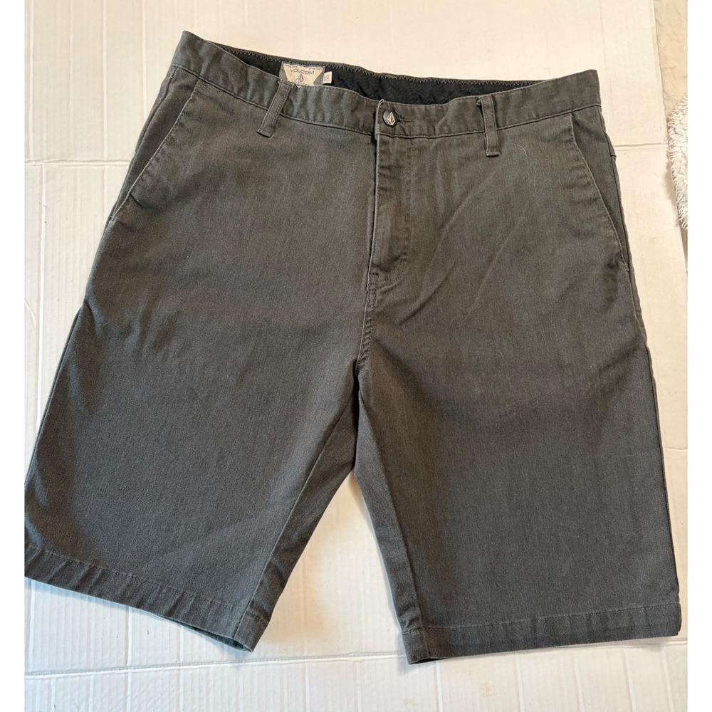 Volcom Frickin Modern Fit Chino Shorts Mens 33 Charcoal Gray Walkshorts Twill